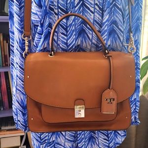 Tory Burch | Aged Vachetta & Coconut Priscilla Top Handle Leather Satchel